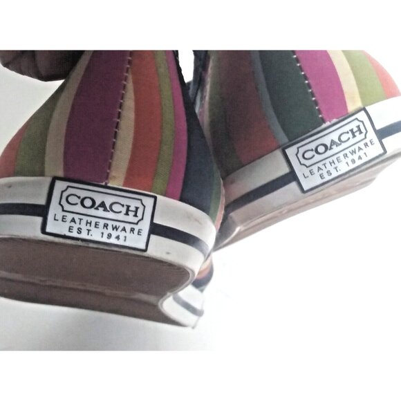 Coach Abbe shoes loafers slip-on multicolor Striped Canvas Women's 8B flats - Picture 7 of 10